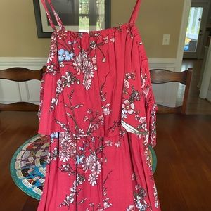 Red floral dress